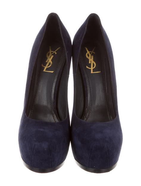 ysl black suede tribute pumps|ysl kitten heels.